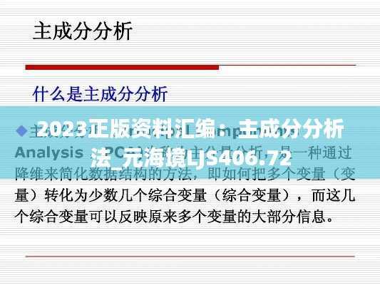 2023正版资料汇编：主成分分析法_元海境LJS406.72